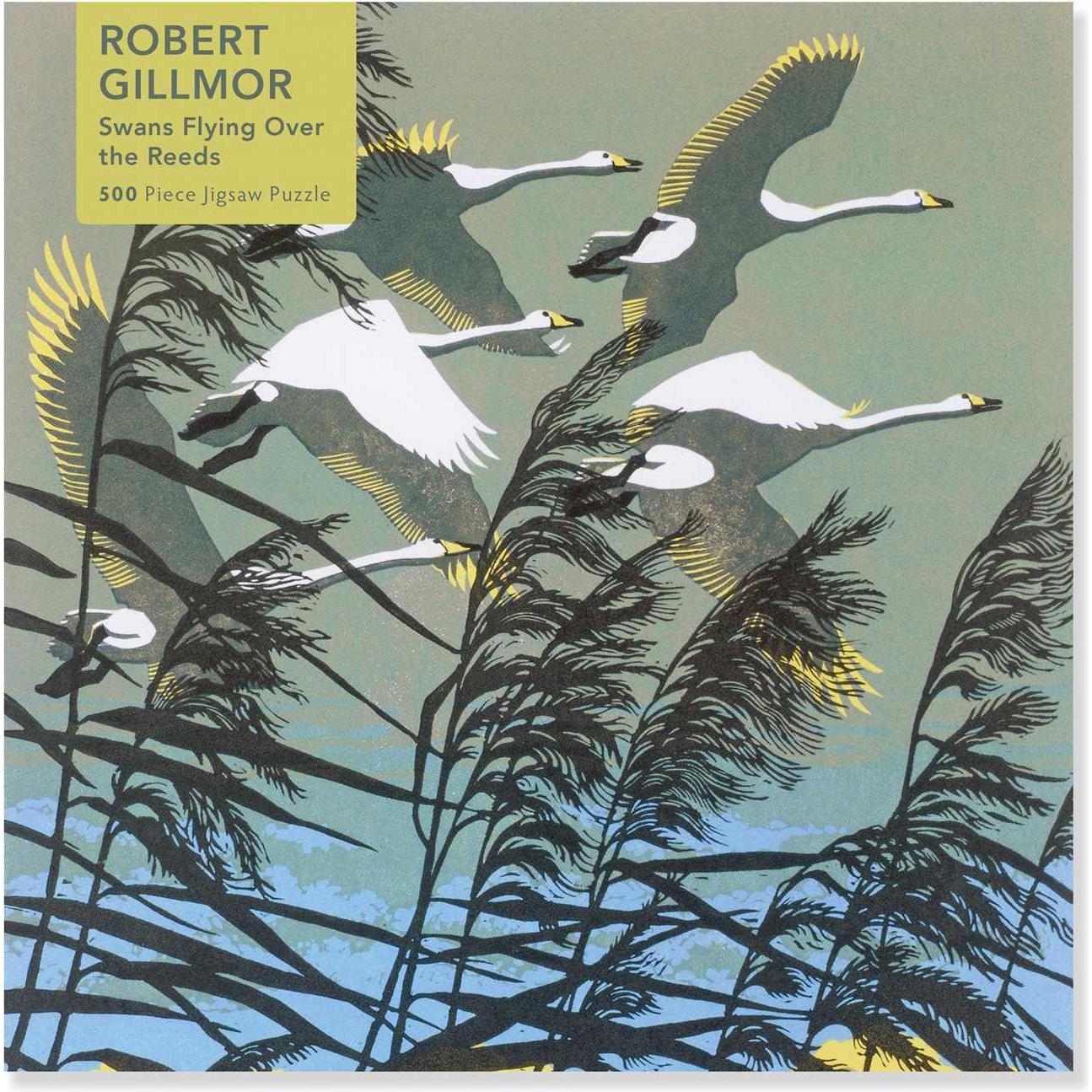 Flame Tree Adult Jigsaw Puzzle Robert Gillmor: Swans Flying over the Reeds (500 pieces) (500 Teile)