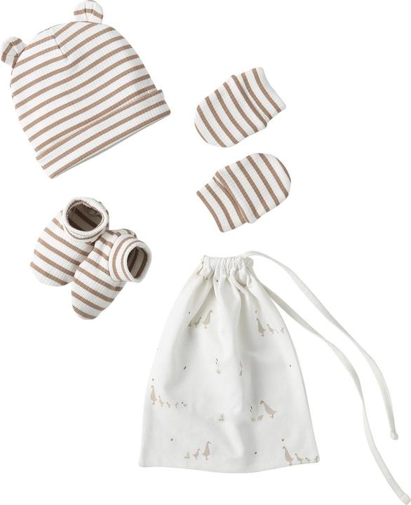 Image du produit Vertbaudet Jungen Baby-Set: Mütze, Fäustlinge, Schühchen & Beutel (62/68)