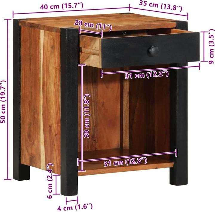 Actual product image vidaXL Bedside table (40 x 35 x 50 cm)