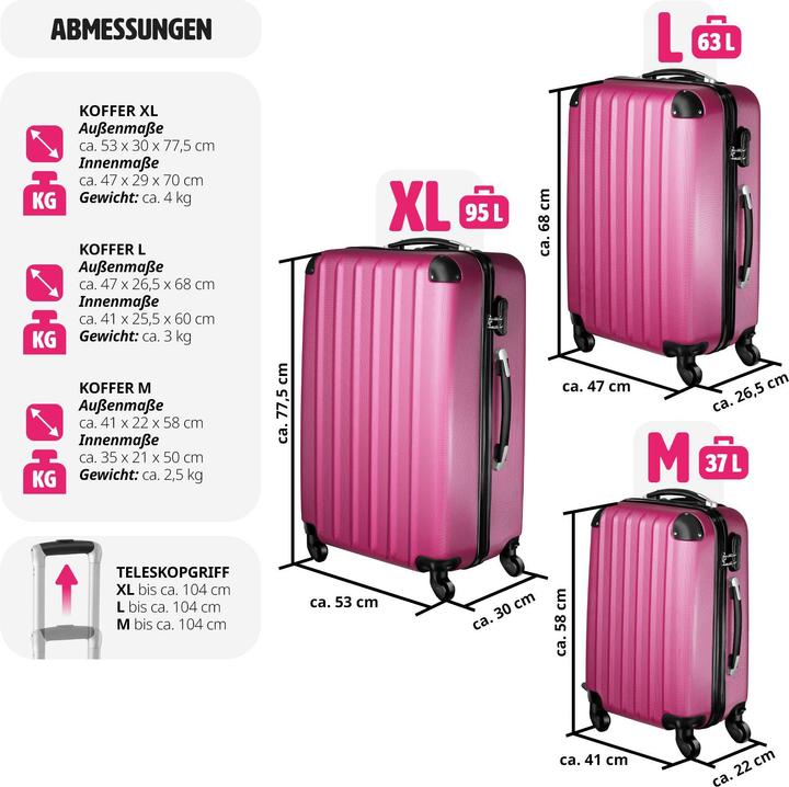 Produktbild tectake Hartschalenkofferset. (95 l)