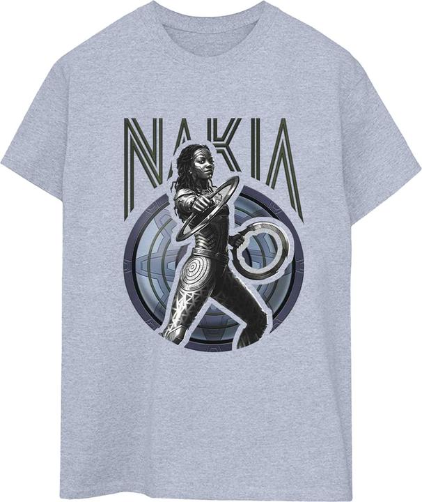 Actual product image Womens/Ladies Wakanda Forever Nakia Shield Cotton Boyfriend T-Shirt (S)