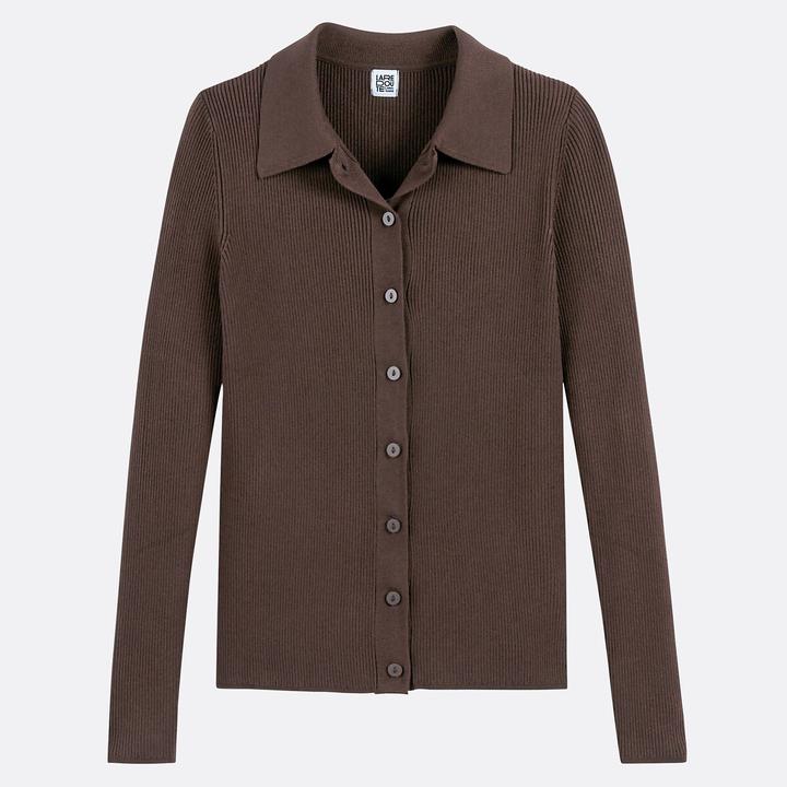 Produktbild La Redoute Collections Feinstrickcardigan mit Kragen und Knopfverschluss (XS)