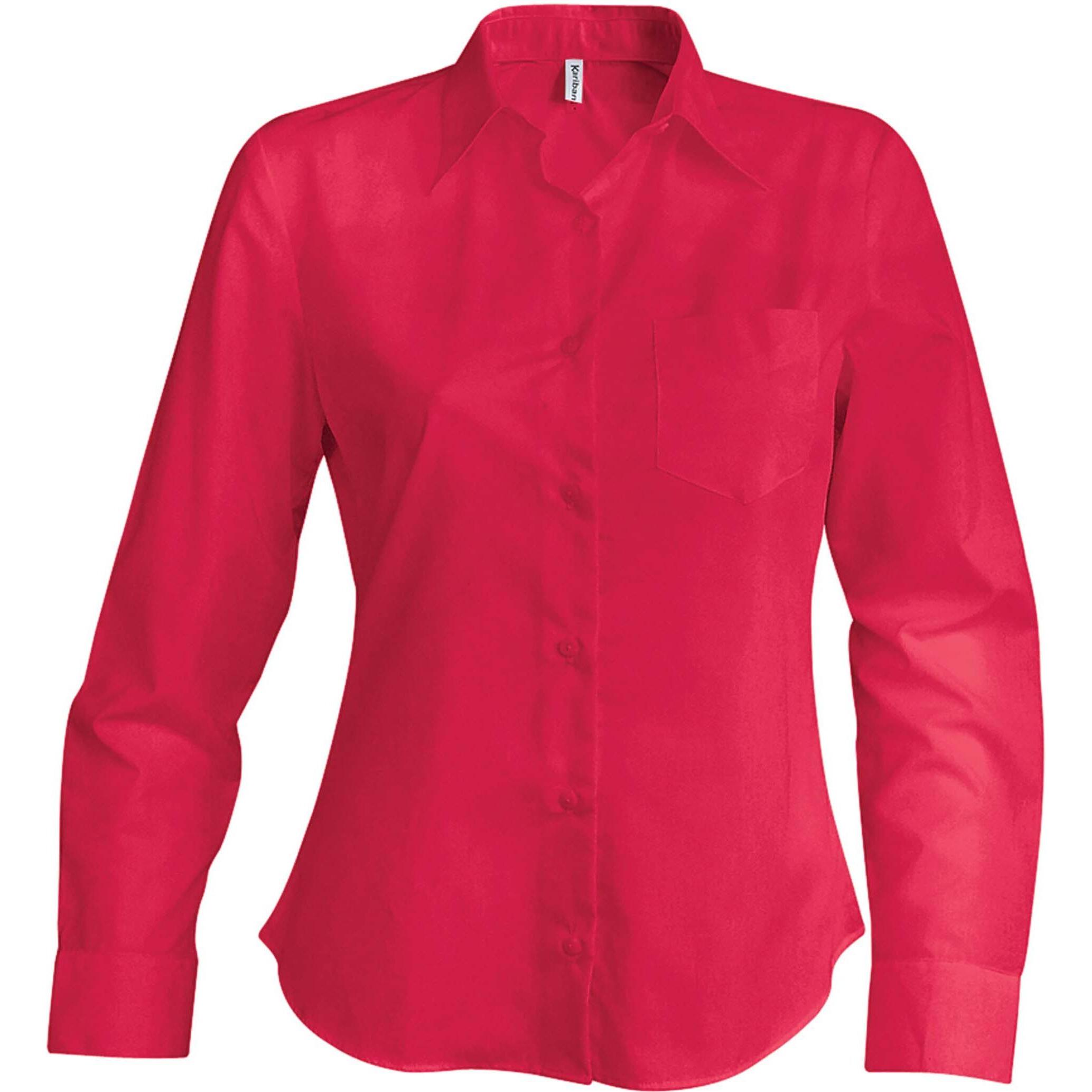 Kariban, Damen, Hemd, Popeline, Rot, (XS)
