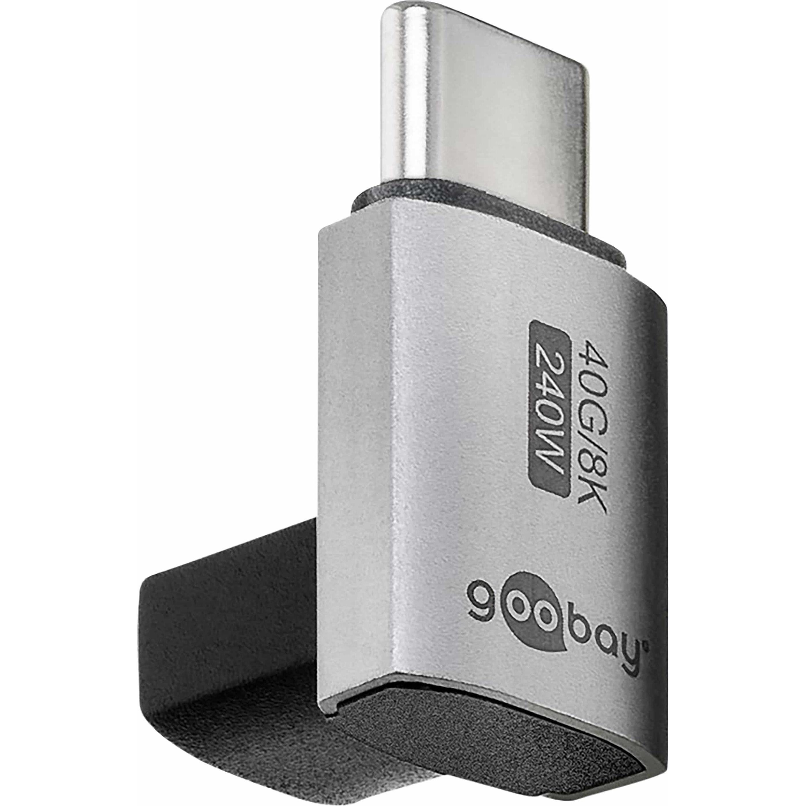 Goobay USB-C-Adapter vertikal 90° rotiert, USB4 (240 W), USB Ladegerät, Silber