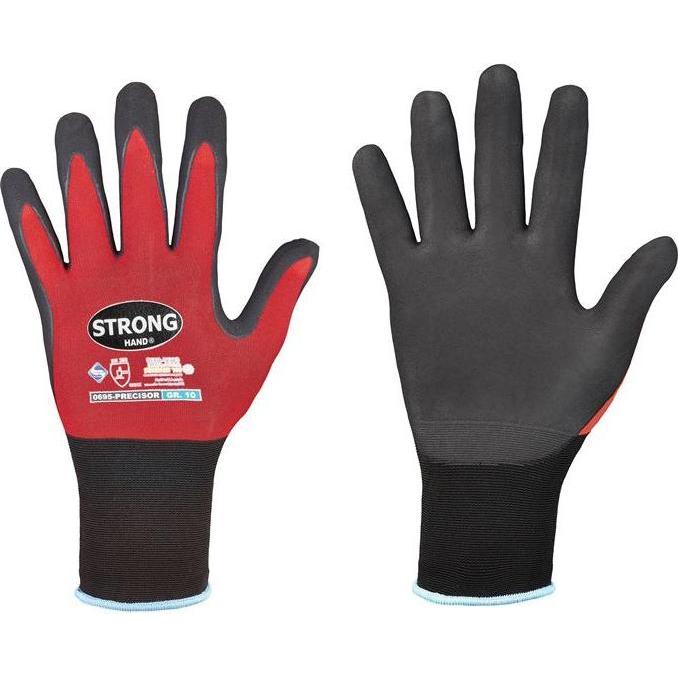 Stronghand, Schutzhandschuhe, Handschuhe PRECISOR Grösse 10 rot/schwarz EN 420, EN 388 PSA-Kategorie II (10)
