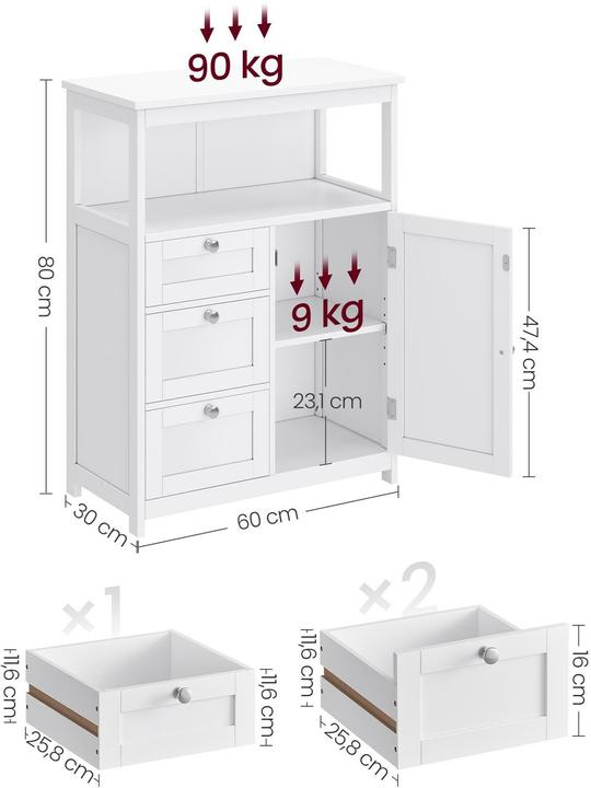 Immagine prodotto Vasagle Cassettiera (60 x 30 x 80 cm)