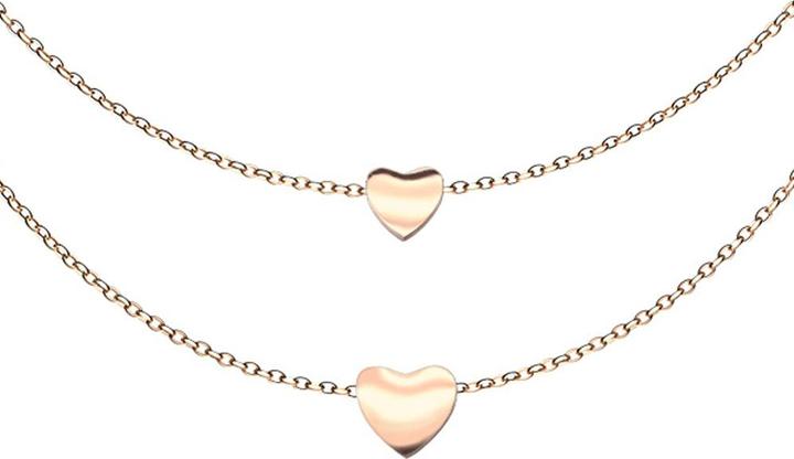 Image du produit Star Piercing Chaîne or rose pendentif deux coeurs (Acier chirurgical 316L, sans laiton)