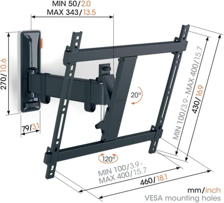 Vogels TVM 3425 (Muro, 65", 25 kg)