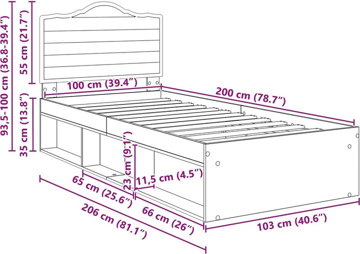 Image du produit vidaXL Moderner Bettrahmen (100 x 200 cm)