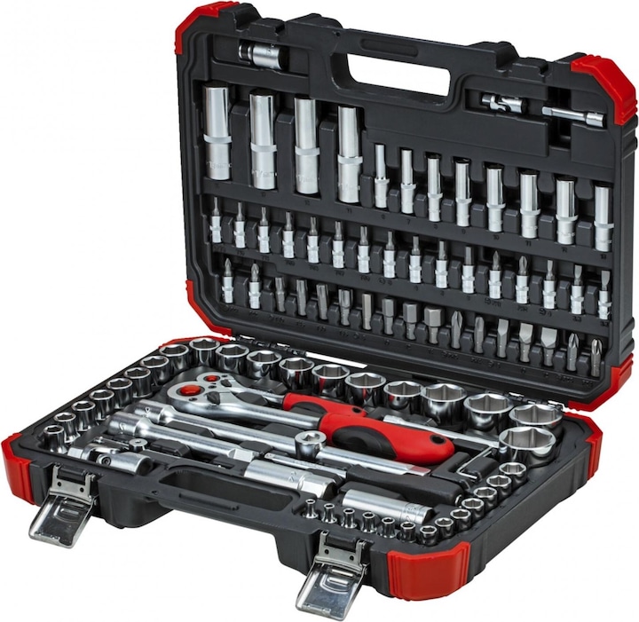 Actual product image Gedore Red red Socket spanner set, 94-piece, With reversible ratchets, ratchets, socket spanner and bit set