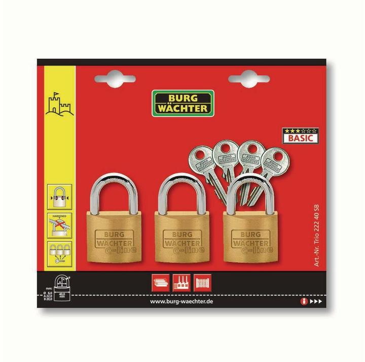 Produktbild Burg Wächter Vorhangschloss-Set TRIO 222 40 GL SB