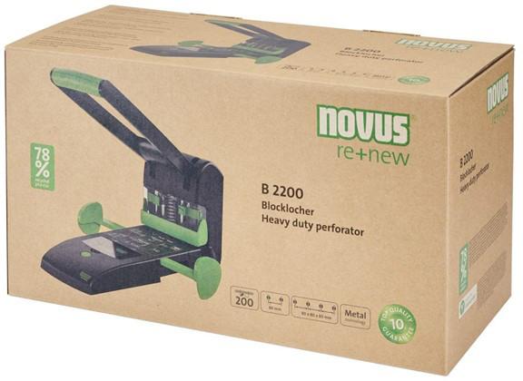 Image du produit Novus 025-0651 Perforateur bloc 60-B2200RENEW Noir/vert Format maxi à définir : DIN A