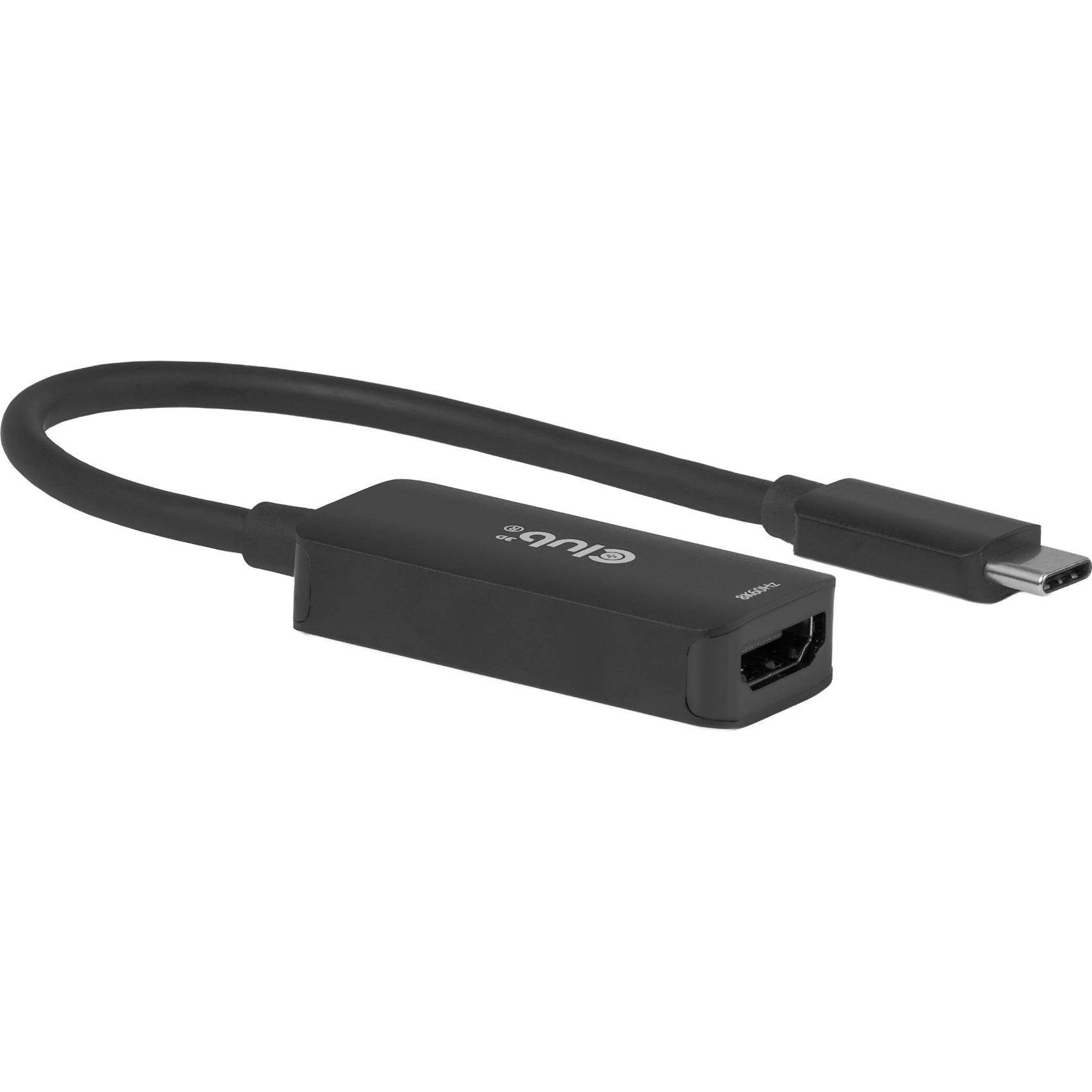 Club 3D Club3D Adapter USB Typ C > HDMI 2.1 8K HDR10 DP1.4 St/Bu retail (HDMI, USB-C, 12 cm), Adattatore dati + video, Nero