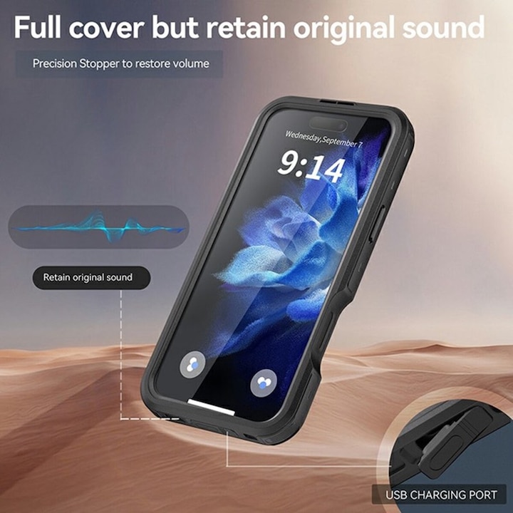 Produktbild Redpepper Apple iPhone 16 Pro Max - Dot Series Outdoor Case, IP68, MagSafe, wasserdicht, Schwarz (Apple iPhone 16 Pro Max)
