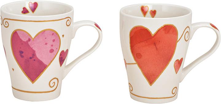 Produktbild G. Wurm Becher Herz Dekor aus Porzellan Bunt 2-fach, (B/H/T) 13x11x9cm 380ml (380 ml, 1 x)