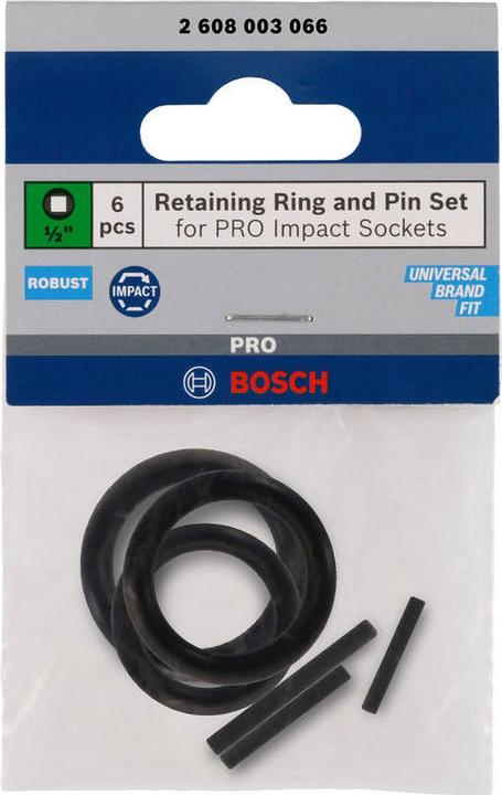 Bosch Professional Zubehör Set mit Haltering und Stift für PRO Impact Steckschlüsseleinsatz 1/2", 6-tlg.