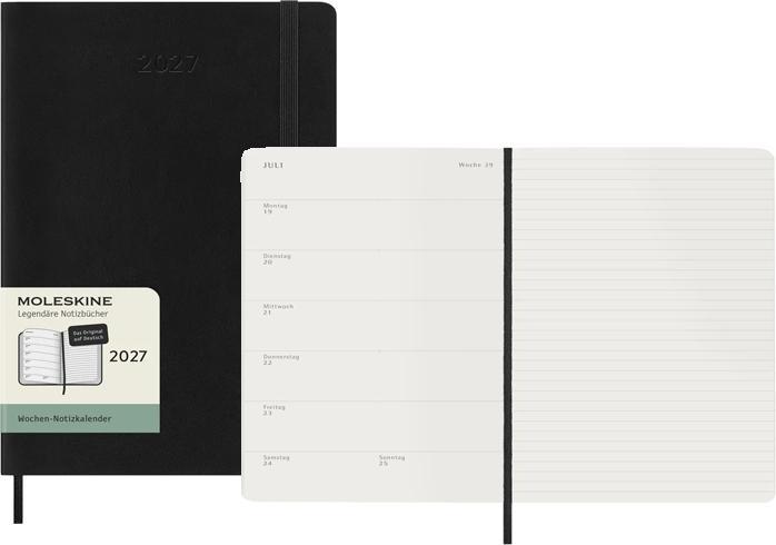 Actual product image Moleskine Wochen-Notizkalender - Deutsche Ausgabe L/A5 Schwarz 2027 (A5, 1 week / 1 page)