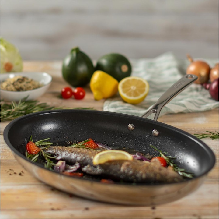 Image du produit Kuhn Rikon Poêle à poisson polyvalente (29 cm, Poêle à frire, Acier inoxydable)