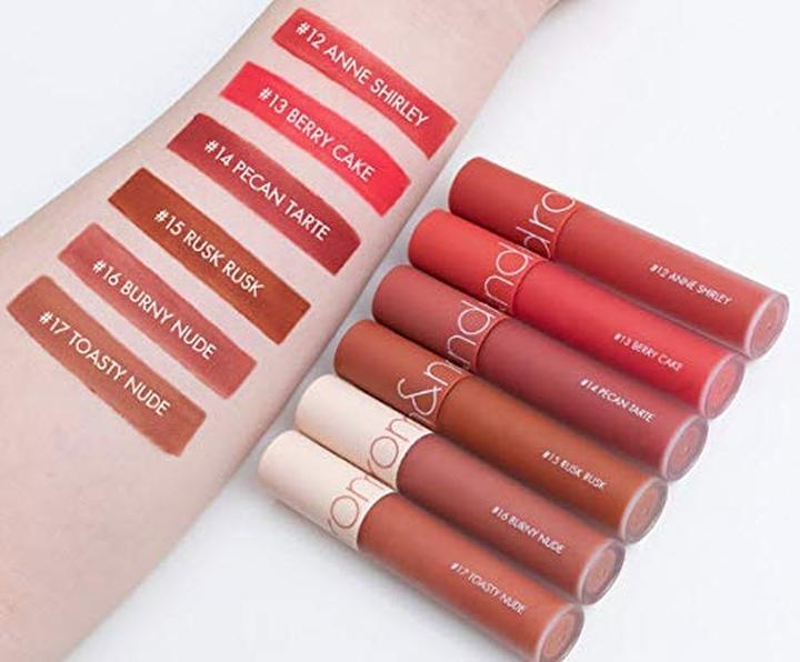 Immagine prodotto Rom&Nd Zero Velvet Tint 17 Colori Velvet Matte Tinta per labbra a lunga durata e resistente alle sbavature (16 Burny Nudo)