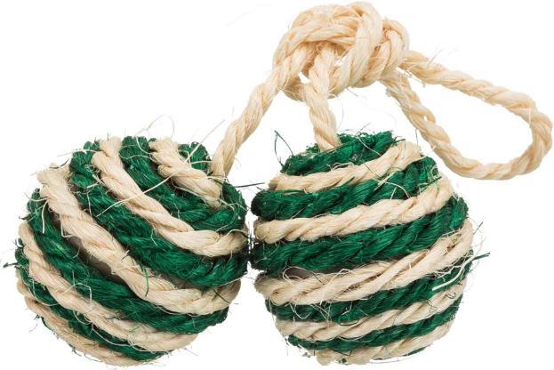 Produktbild Trixie 2 Bälle am Seil Sisal D=4.5cm (Ballspielzeug Katze)