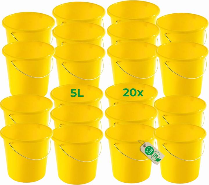 Produktbild Novaliv 20 Stück Eimer 5L Gelb mit Masseinteilung - Putzeimer 5 Liter ⌀ 22,5 cm Praktischer (1 Stk.)