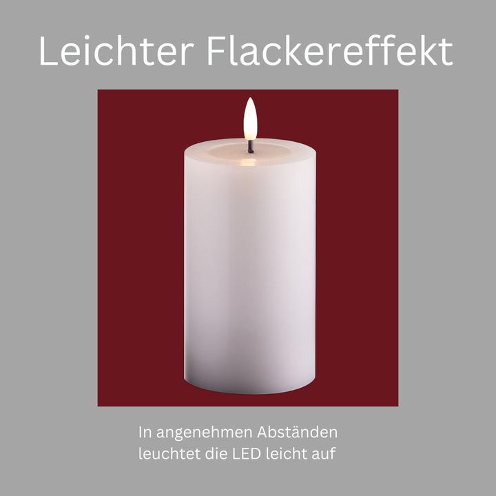 Produktbild Novaliv 2er Set Led Kerzen flackernde Flamme mit Echtwachspiegel weiss 7,5cm ø 1x 12,5 cm, 1x10 cm Höhe, LED (2 x)