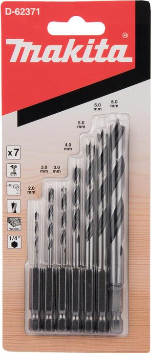 Produktbild Makita Holzbohrer-Set 7-tlg. 1/4 Zoll (2 mm, 3 mm, 4 mm, 5 mm, 6 mm, 8 mm)