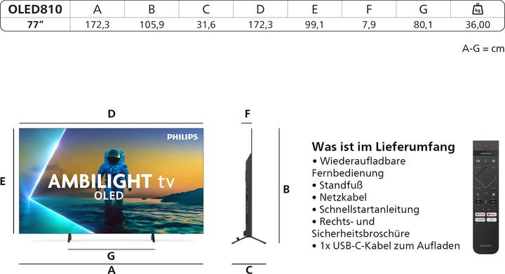 Immagine prodotto Philips 77OLED810/12 (77", OLED810, OLED, 4K, 2025)