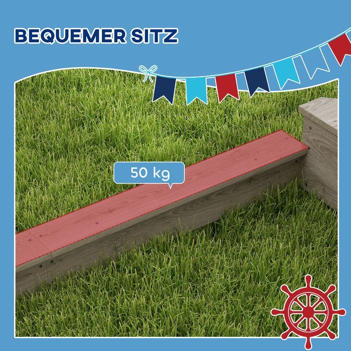 Actual product image Swisshandel24 Sandkasten Sandkiste gross mit Abdeckung im Schiff Design Matschekiste aus Holz, grau