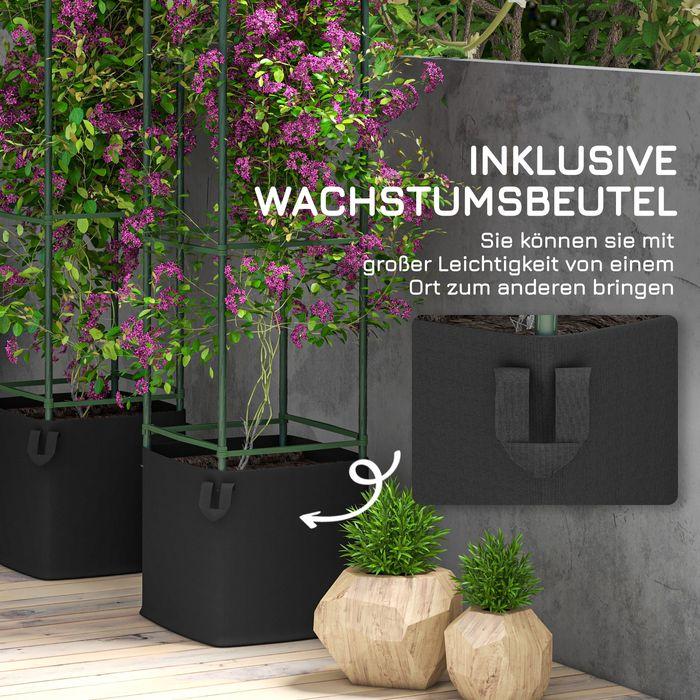 Immagine prodotto Swisshandel24 Set di 2 supporti per piante rampicanti, traliccio con borsa per la coltivazione, traliccio per (33 cm, 33 cm)