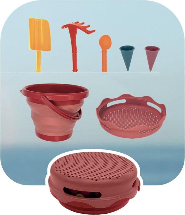 Image du produit Schildkröt Sand Toys Seau pliable rouge jeu de sable, 9x22 cm, 7 pcs., accessoires, 18 mois