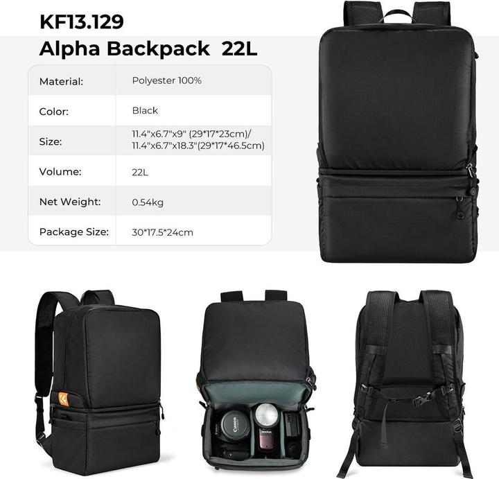 Actual product image K&F Concept Alpha 2in1 (Photo backpack, 22 l)