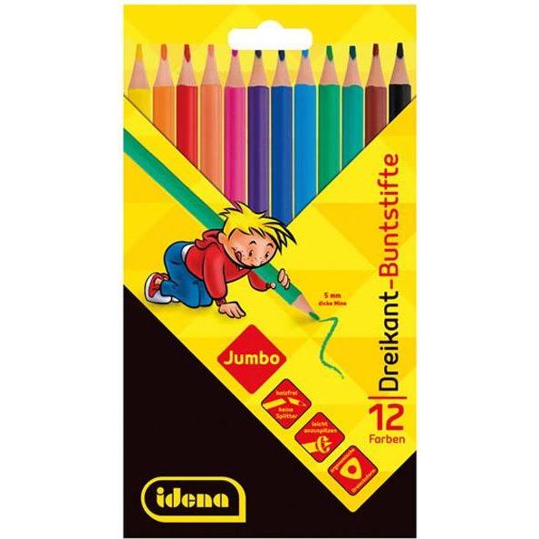 Idena, Malstifte, Dreikant-Buntstifte Jumbo holzfrei 12er (Mehrfarbig, 12 x)