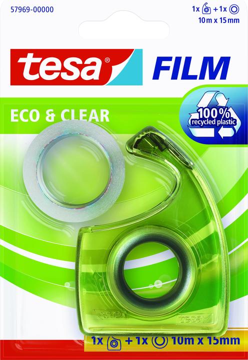 Produktbild tesa tesafilm ECO & CLEAR mit Handabroller, lösungsmittelfrei und alterungsbeständig
