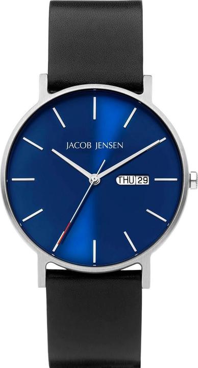 Jacob Jensen 161 Horloge Nordic titanium-veganleder zwart-blauw-rood 40 mm. (40 mm)