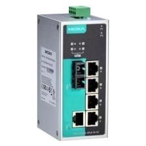 Moxa EDS-P206A-4POE-M-SC - Unverwalteter Ethernet-Switch mit 1 10/100BaseT(X)-Port, 4 PoE-Ports (5 Ports), Netzwerk Switch, Grau