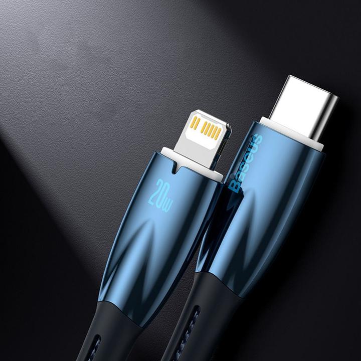 Actual product image Baseus USB cable for USB-C Glimmer Series, 100W, 1m (White) (1 m, USB 2.0, 100 W)