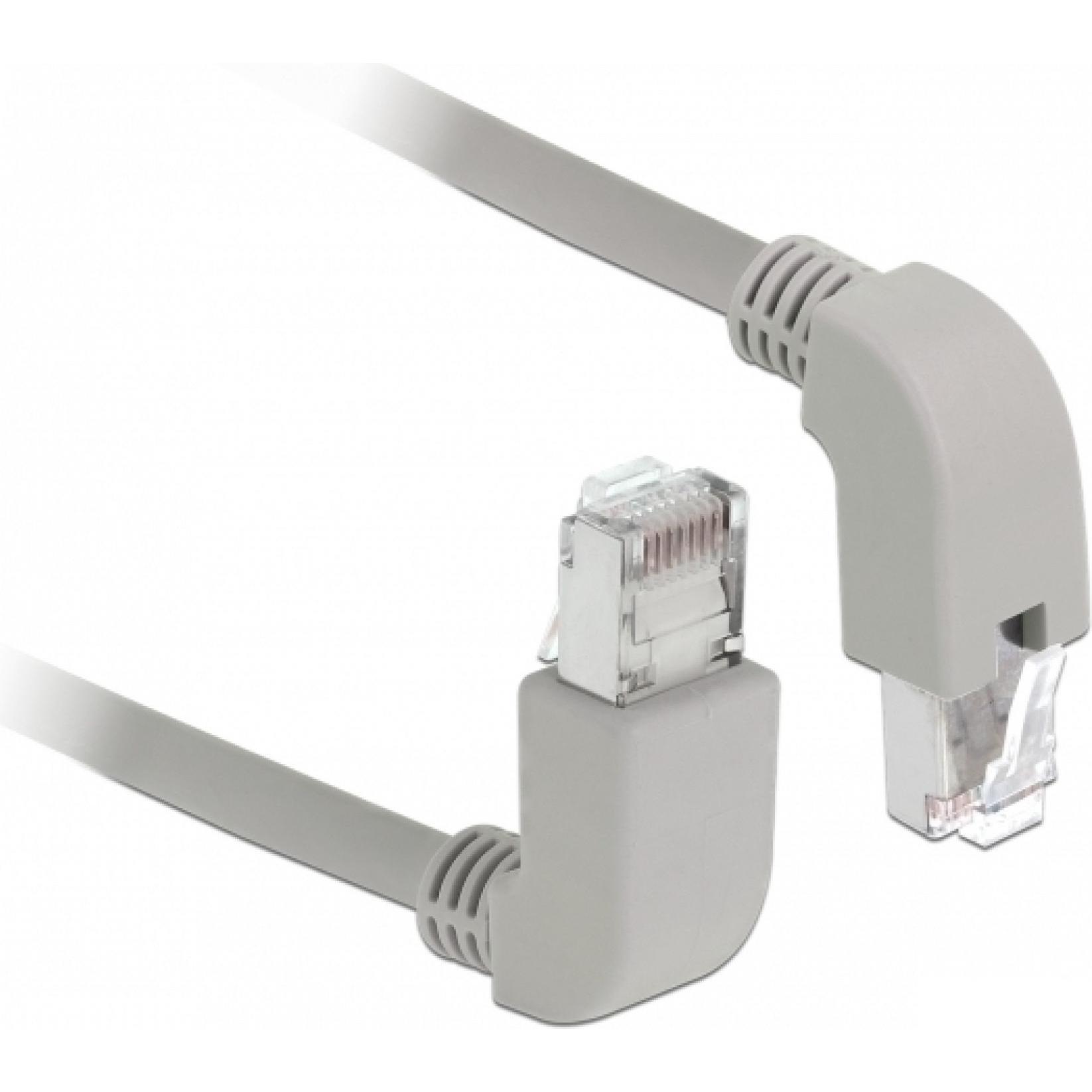 Delock Patch-Kabel RJ-45 (M) nach oben gewinkelt bis RJ-45 (M) nach unten gewinkelt (S/FTP, CAT6, 1 m), Netzwerkkabel