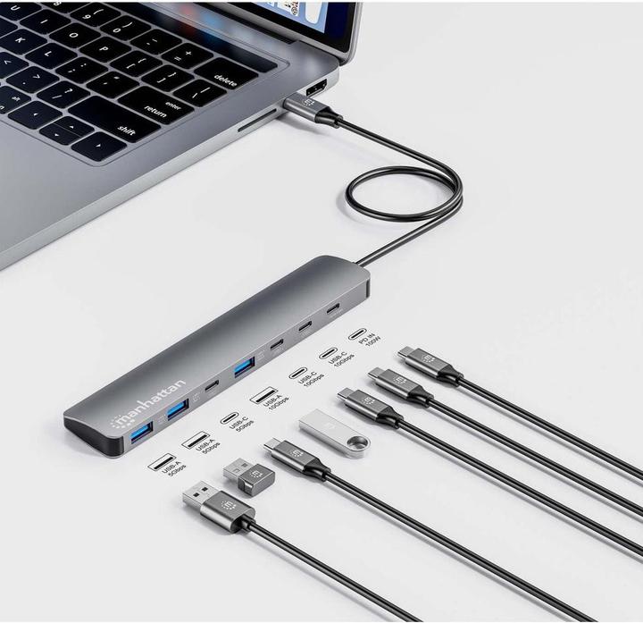 Immagine prodotto Manhattan 7-Port 10G/5G USB-C / USB-A Hub 4+3 mit Power Delivery (USB-C, 7 porte)