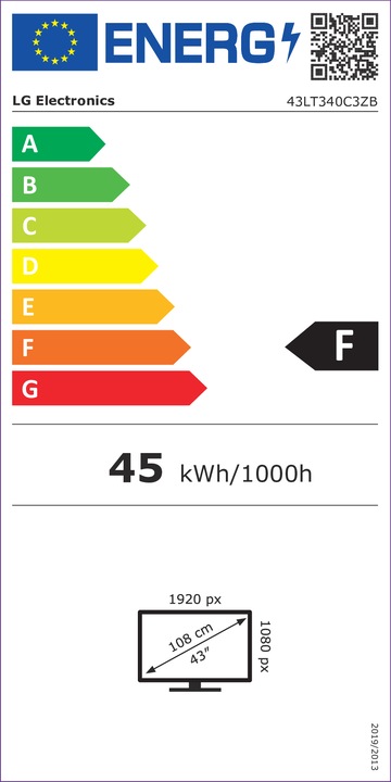 Energie-Label LG 43LT340C 43P LED (1920 x 1080 Pixel, 43")