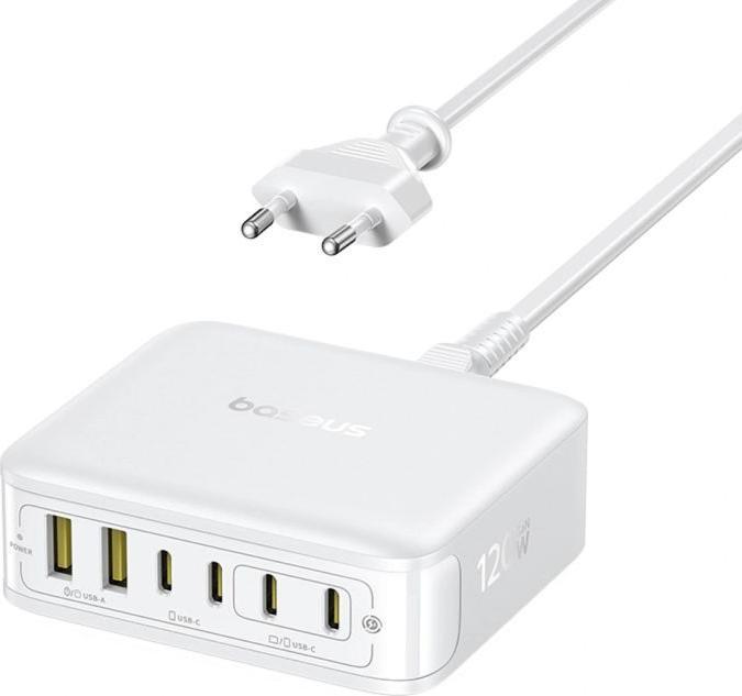 Produktbild Baseus Stacja ładująca EnerFill FH21 120W 4xUSB-C + 2xUSB-A - biała (120 W, 6 Ports)