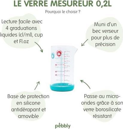 Produktbild Pebbly Messbecher mit Silikonboden (200 ml)