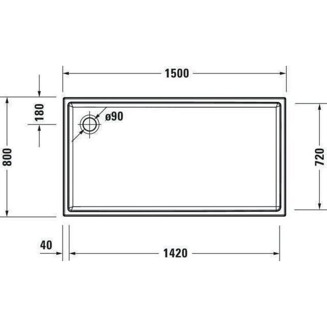 Thumbnail - Duravit, Duschwanne, Rechteck-Duschwanne STARCK SLIML 1500x800x60mm weiss