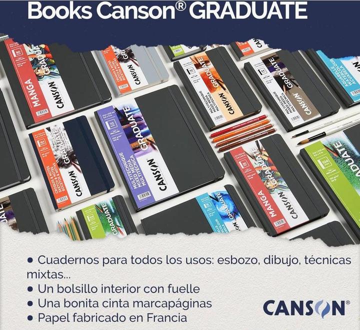 Image du produit Canson GRADUATE Cahier de croquis Mixed Media, 216 x 279 mm noir, 36 feuilles, papier blanc 200 g/m² (A4, Blanc, Couverture rigide)