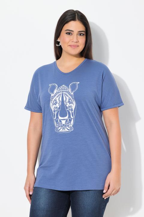 Produktbild Ulla Popken T-Shirt, Tiermotiv, Oversized, V-Ausschnitt, Halbarm (50, 52)