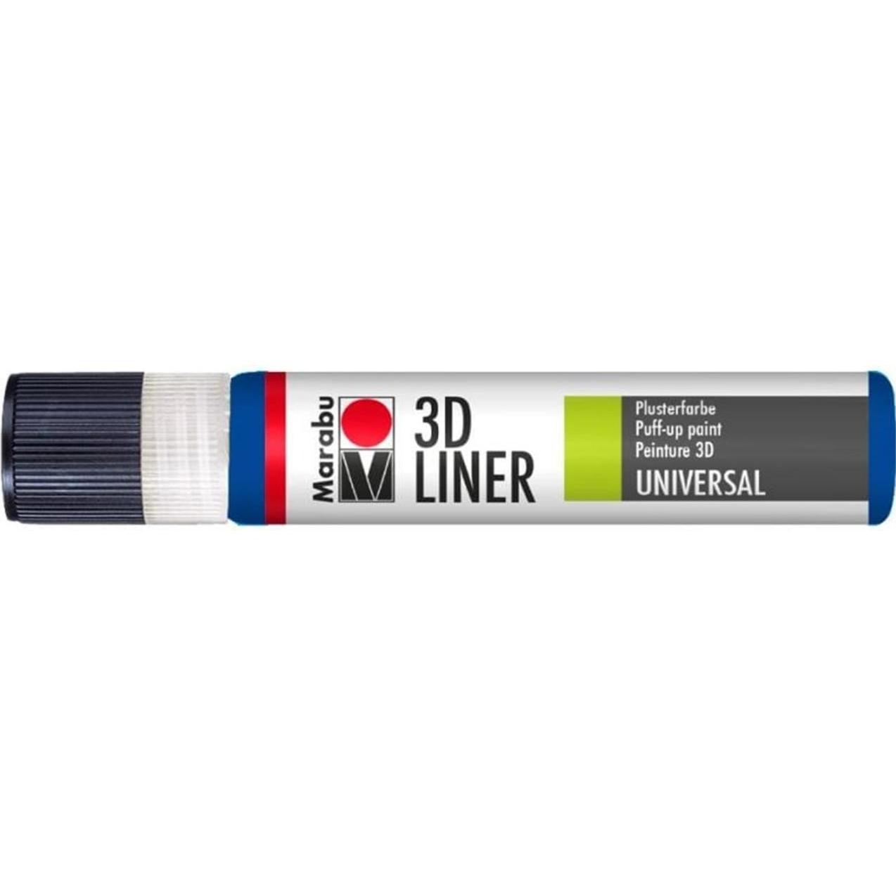 Marabu, Künstlerfarbe + Bastelfarbe, Textilfarbe 3D-Liner, 25 ml, Mittelblau (Mittelblau, 25 ml)
