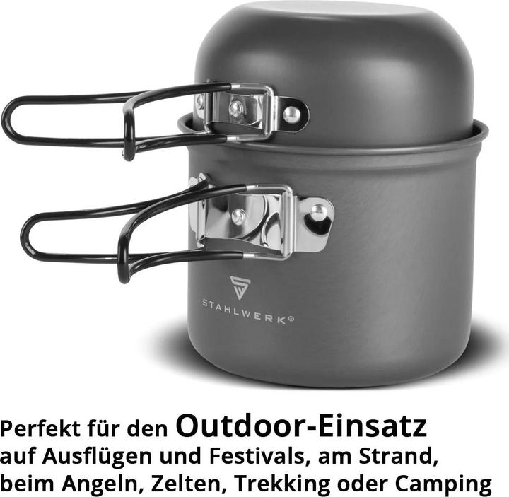 Produktbild Stahlwerk Camping Kochtopf-Set 4-teilig aus Aluminium Outdoor Kochgeschirr Set
