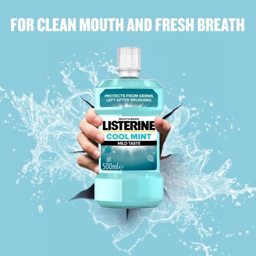 Actual product image Listerine Cool Mint Mild Taste Mouthwash (500 ml, Mouthwash)