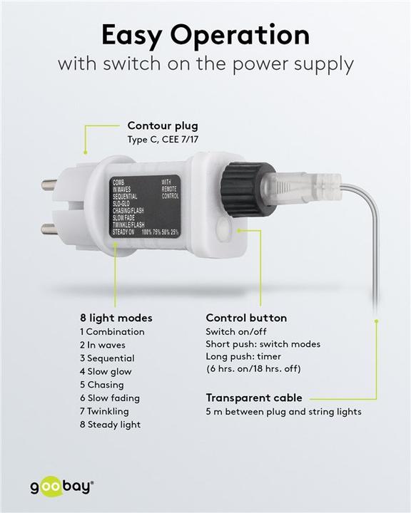 Image du produit Goobay Rideau lumineux à 300 LED (6.10 m)