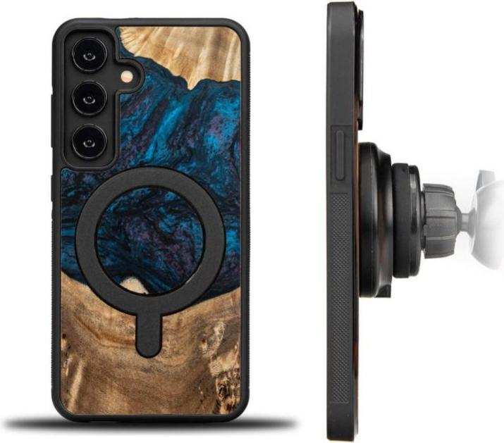 Actual product image Bewood Unique MagSafe Neptun wood and resin case for Samsung Galaxy A55 5G - navy blue and black (Samsung Galaxy A55)